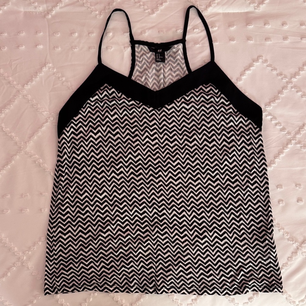 H&M Black and White Chevron Blouse